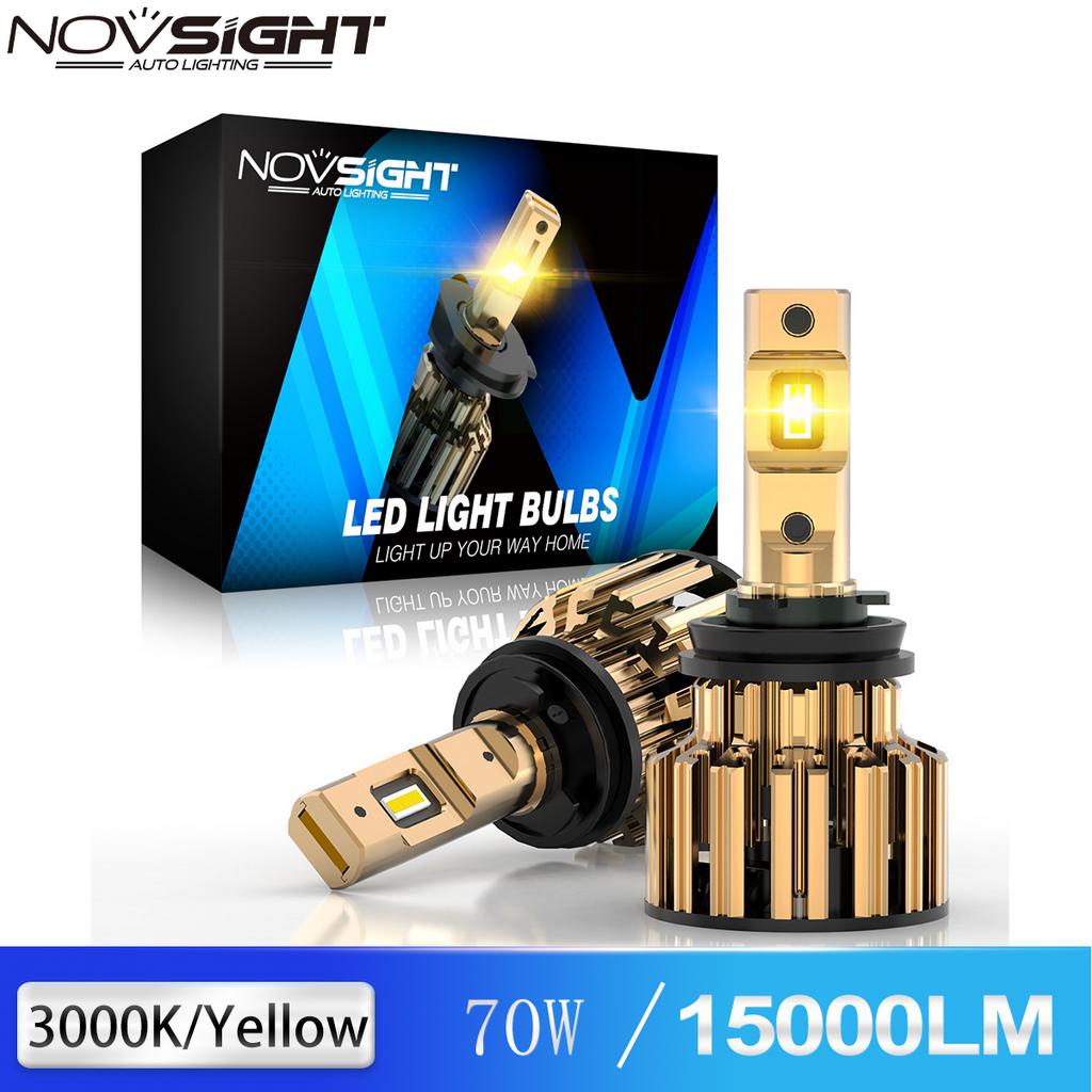 Novsight 2Pcs F03Y H11 汽車 LED 大燈霧燈 70W 15000LM 3000K 黃光遠近光燈
