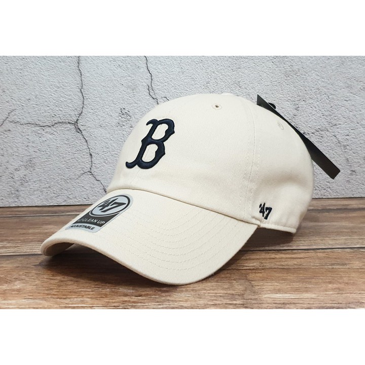 蝦拼殿 47brand MLB波士頓紅襪 米白底黑字基本款老帽 男生女生都可戴  現貨