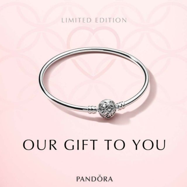 全新 限量 正品 Pandora 925銀扣頭硬環 手環