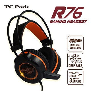 PC Park R76 耳機 麥克風 橘色 LED 電競 黑橘色