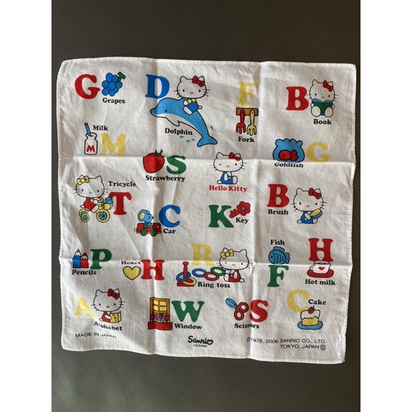 日本製Hello Kitty字母手帕/手巾/擦汗巾 柔軟吸水