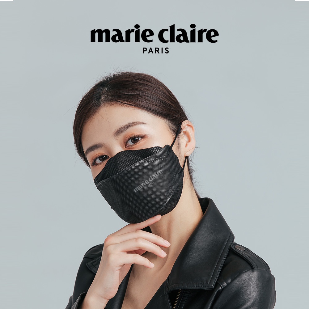 【ONEDER旺達】Marie Claire 美麗佳人一般醫療口罩 (10入組) 立體醫療口罩-墨岩黑 MC-KF001