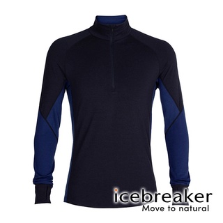 【icebreaker】ZONE 男 網眼保暖半開襟長袖上衣 BF260『深藍/冰藍』104361