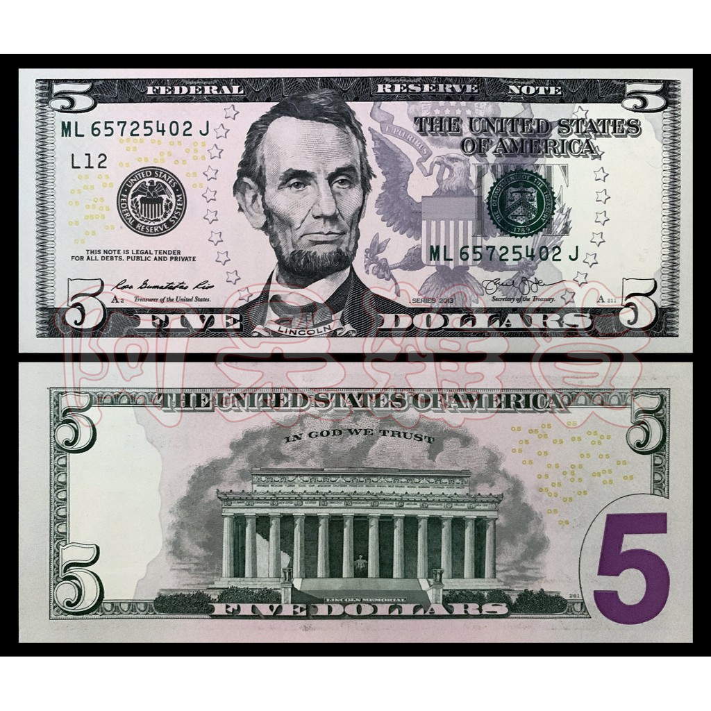 真鈔全新 麥擱問阿 美金 林肯 5元 美元 五元 部分連號 年份隨機 鈔票 美國 總統 非現行流通貨幣