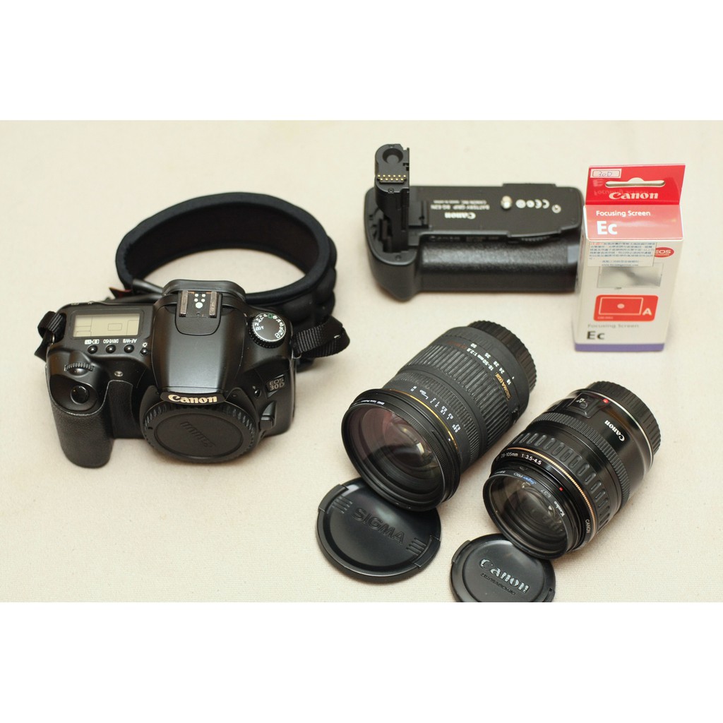 Canon30D 單眼機身 28-105mm F3.5-4、Sigma 18-50mm F2.8、垂直手把、微菱對焦屏