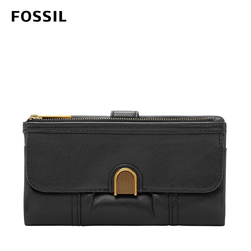 FOSSIL Cora 掀蓋釦式手拿長夾-黑色 SL6464001
