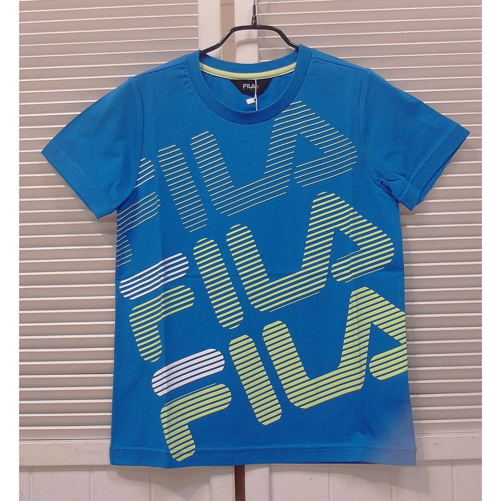 『FILA童裝-當季春夏款』TEV4902 棉質短袖T恤(155)☆藍色☆