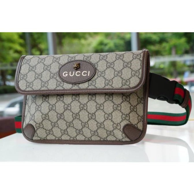 二手正品Gucci 493930 GG Supreme belt bag 虎頭腰包