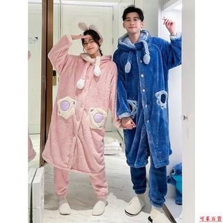 【下單有禮】🔥💕史迪奇💕史迪仔情侶睡衣秋冬珊瑚絨加厚卡通男女士睡袍冬季家居服兩件套裝🌞周邊🌞↝