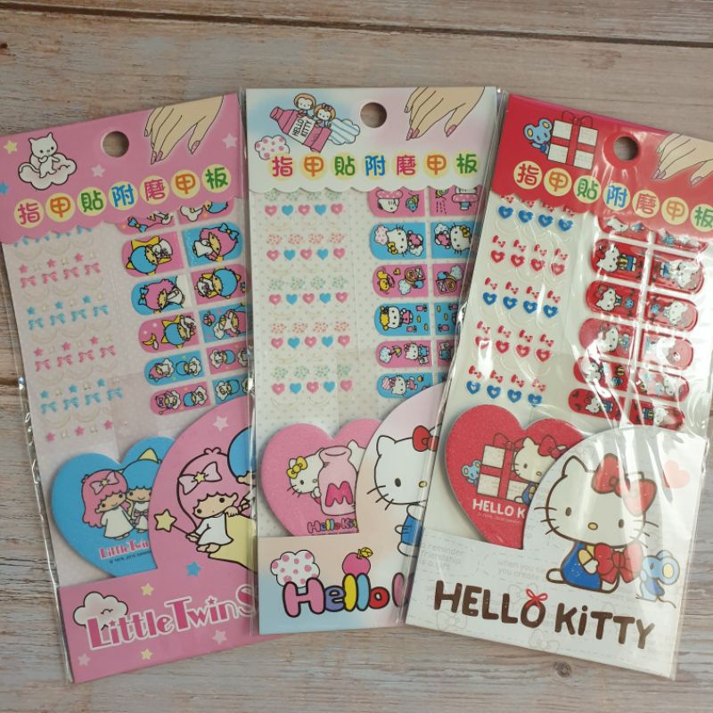 F12 指甲貼 三麗鷗  HELLO KITTY 附磨甲板 【福德生活百貨】