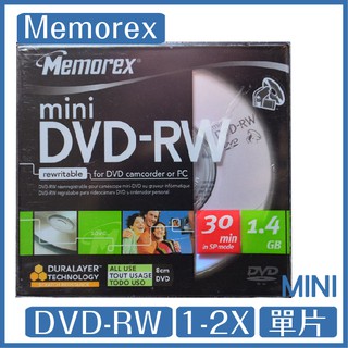 memorex 8公分 MINI DVD-RW 1-2X CAM 單片 台灣製造 光碟 DVD