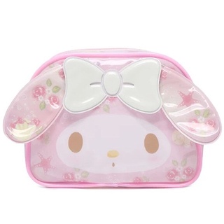 Hello Kitty My Melody 化妝收納袋可愛卡哇伊小化妝包防水塑膠 PVC 果凍袋化妝美容盒化妝包
