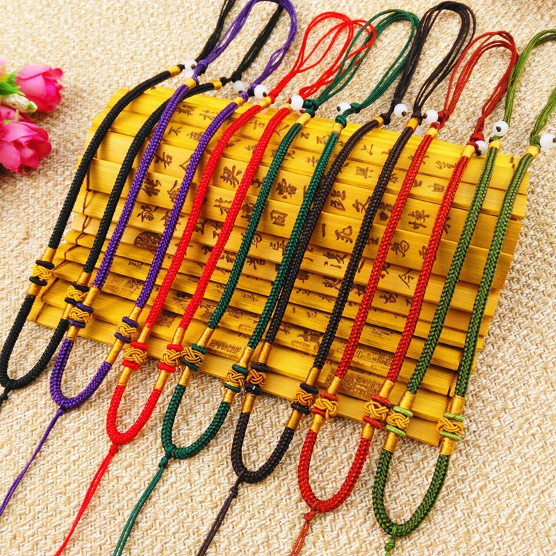 【無量】 新款鳳梨扣項鍊繩 玉墜掛繩DIY飾品配件純手工編織黃金玉石瑪瑙繩