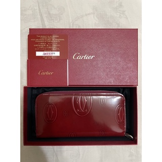 CARTIER卡地亞 HAPPY BIRTHDAY系列 漆皮長夾 酒紅