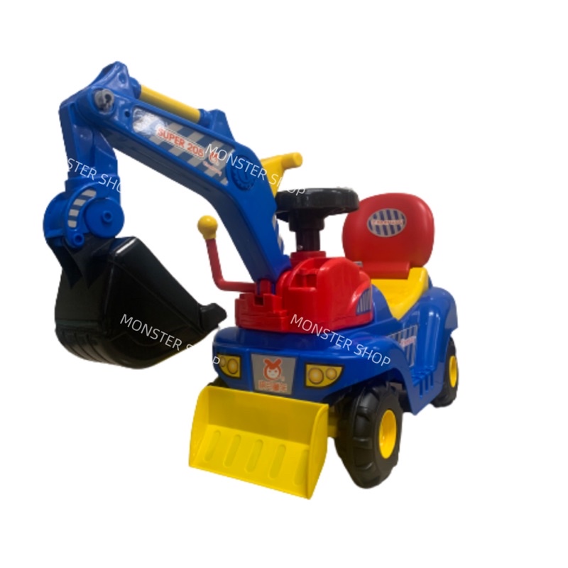 [Monster shop]挖土機學步車🤩現貨 滑步車 騎乘 怪手 挖土機玩具 工程車 附工程帽&amp;抓斗夾子