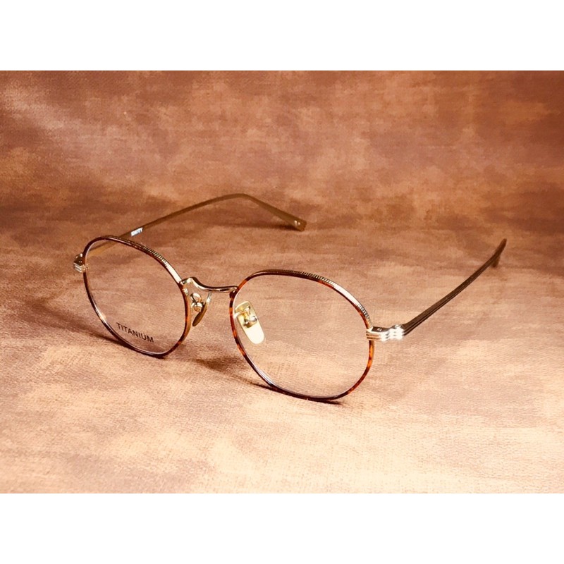 【本閣】T16031 日式復古風格手工眼鏡框 多邊型鈦合金大框 玳瑁色 純鈦鼻墊 OliverGoldsmith造型