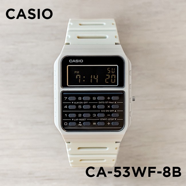 金台鐘錶】CASIO 卡西歐復古計算機電子錶(黑色的反轉液晶) (米白X黑 