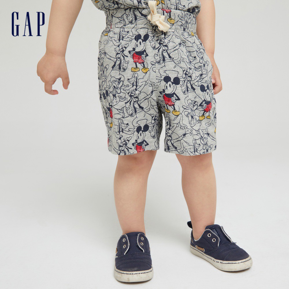 Gap 嬰兒裝 Gap x Disney迪士尼聯名 純棉直筒短褲-灰底印花(720020)