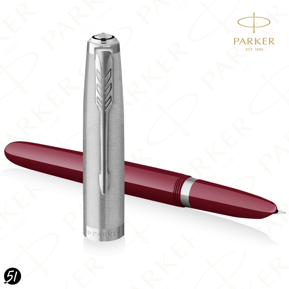 【PARKER】派克 51型 復刻 銀蓋紅桿 鋼筆 法國製造 附贈原廠墨水