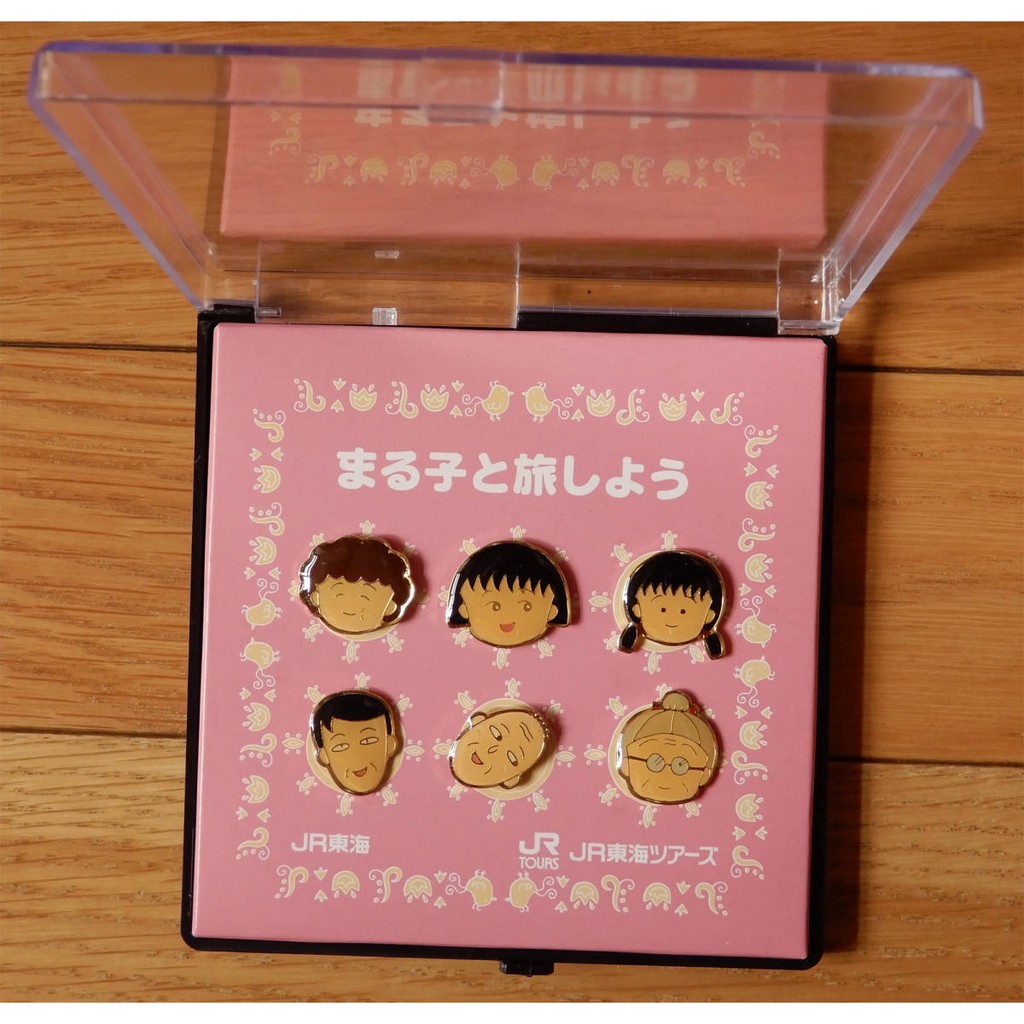 *MARUKO1990* 日本 正版 絕版 早期商品 櫻桃小丸子 一家人臉部表情 別針 徽章