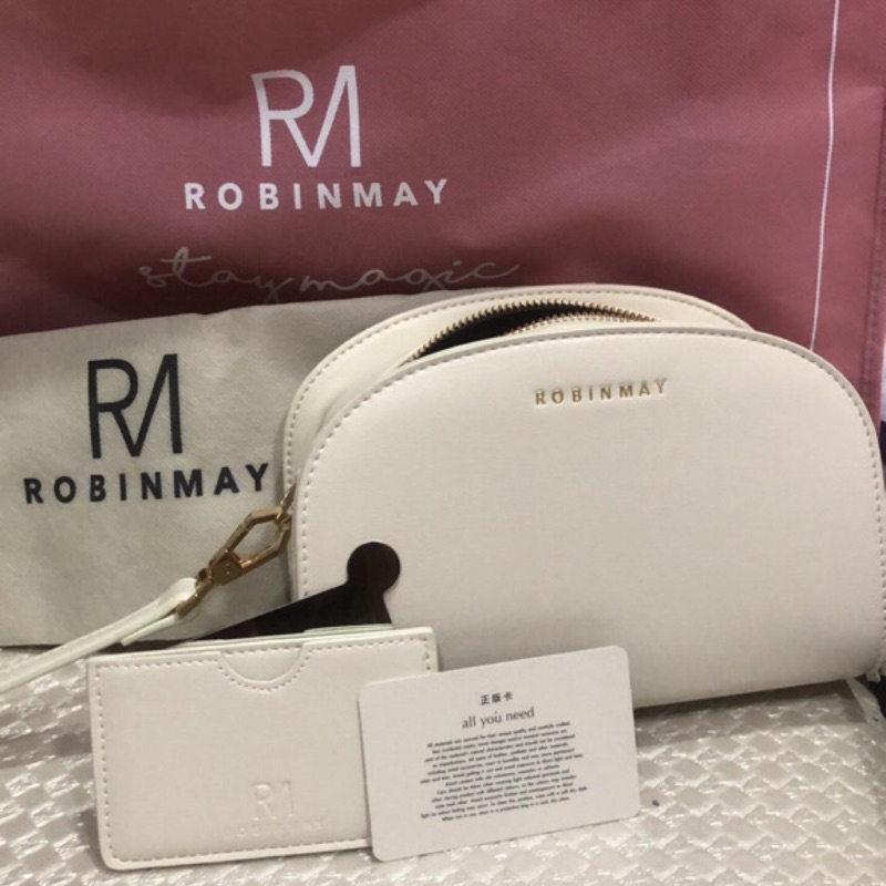 Robinmay 時光膠囊米白色半月包斜背包 二手 可議價 蝦皮購物