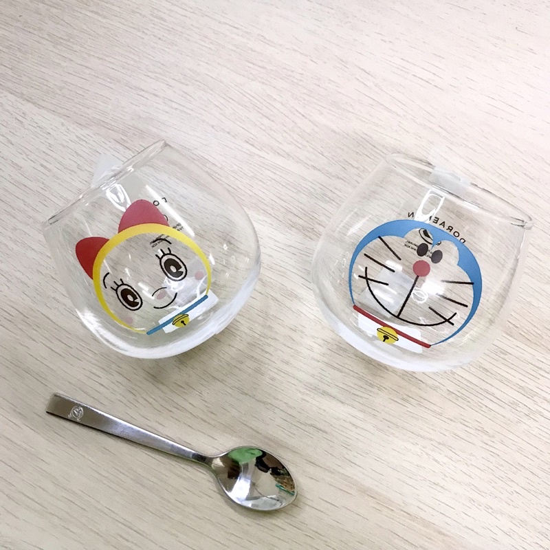 現貨【哆啦A夢搖搖杯】日本製 哆啦A夢 doraemon 蛋形玻璃杯 透明玻璃杯 輕巧 水杯 茶杯 金正陶器