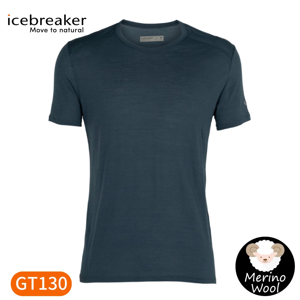 【Icebreaker 男 Amplify Cool-Lite排汗短袖上衣GT130《卡布里藍》】IB1045/悠遊山水