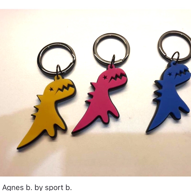 全新正品 sport b. Agnes b. To.b 桃紅色單色矽膠壓克力 恐龍 鑰匙圈 吊飾 限定款 日本限定商品