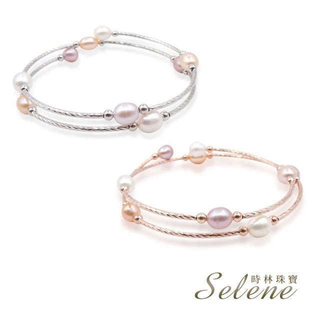 【Selene】簡約時尚珍珠雙圈手鍊(設計款 二款任選)