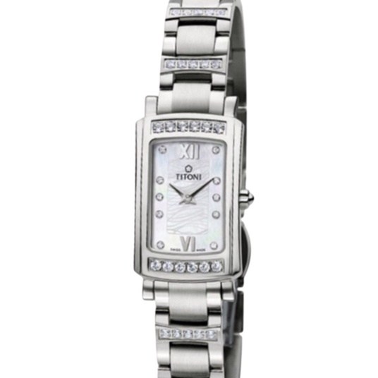 TITONI 梅花錶 女士系列 長方形優雅腕錶-銀白(TQ 42931S-DBB-145)