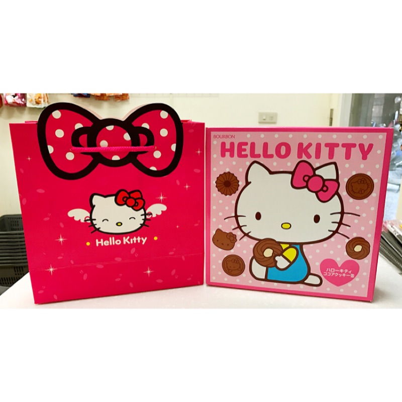 《現貨附可愛提袋》北日本BOURBON  HELLO KITTY 圓罐餅乾 聖誕交換禮物 禮盒