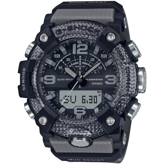 【CASIO】G-SHOCK MUDMASTER 極限冒險碳纖維四重感應器藍芽計步雙顯錶-黑X灰(GG-B100-8A)