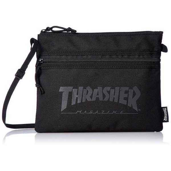 THRASHER 日本限定 THRSG114 SACOCHE SHOULDER BAG 側背包 (黑底黑字) 化學原宿