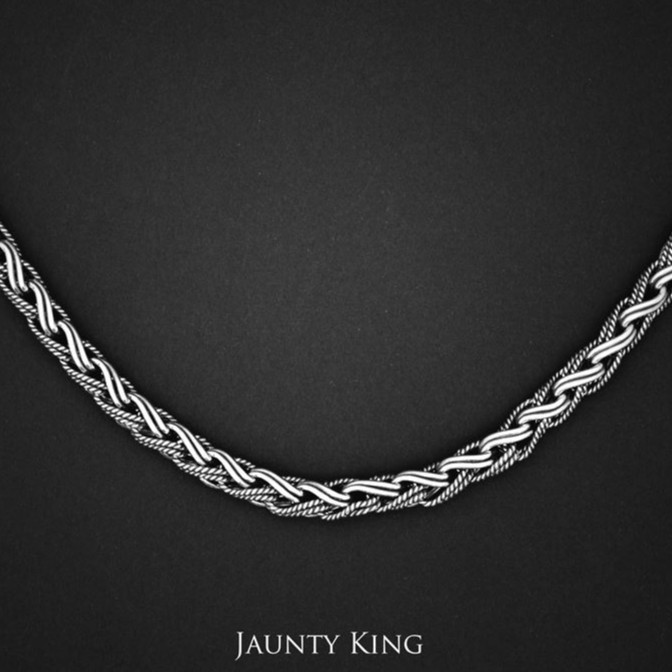 【JK銀飾】霸‧鎖鍊麻花粗曠單鍊／925純銀【項鍊、man】
