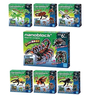 聚聚玩具【正版】日本河田 Nanoblock+ 迷你積木 昆蟲-(長戟大兜蟲/鍬形蟲/螳螂/虎頭蜂/蜻蜓)機器人 飛機
