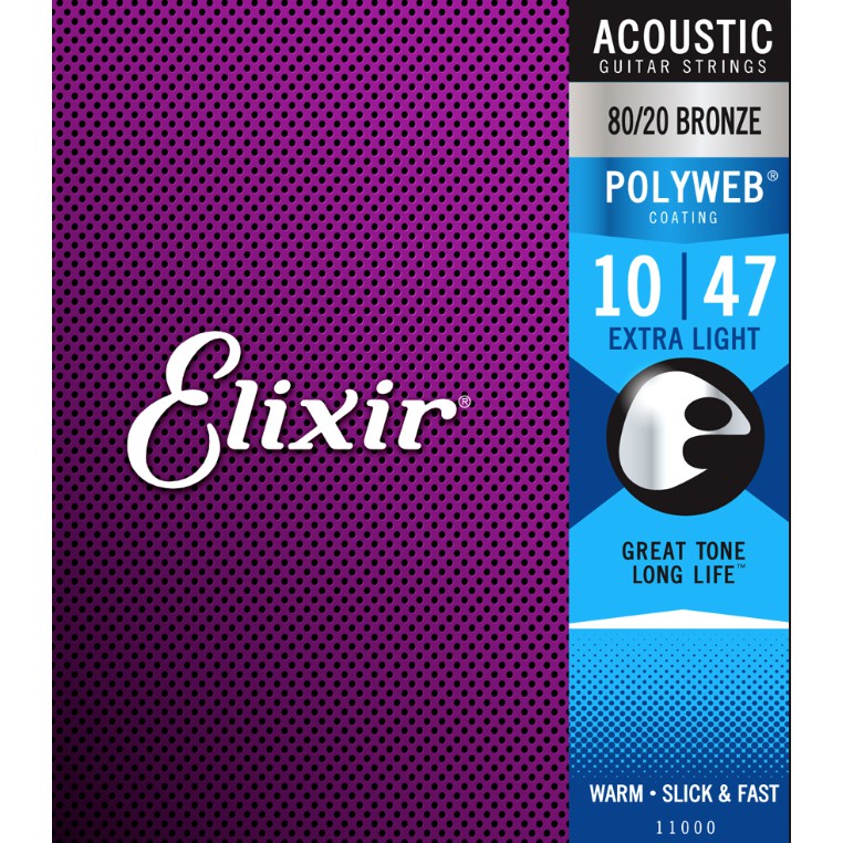 【凱米樂器】Elixir 10-47 11000 POLYWEB 厚膜 民謠吉他弦 木吉他弦 鋼弦