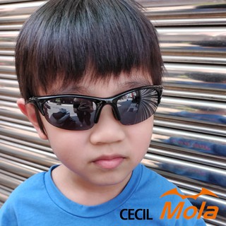 MOLA 摩拉 6-11歲 兒童運動太陽眼鏡 黑 UV400 抗紫外線 跑步 男女 Cecil-bl