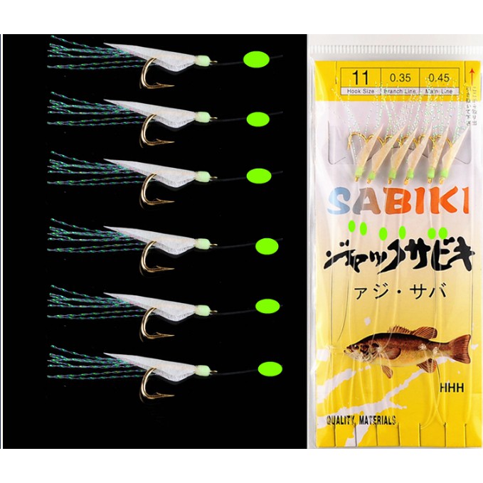 Sabiki 夜光魚皮鉤魚皮假餌串鉤花飛白帶煙虎巴朗港口抖抖魚爆咬款小搞搞連鉤船釣