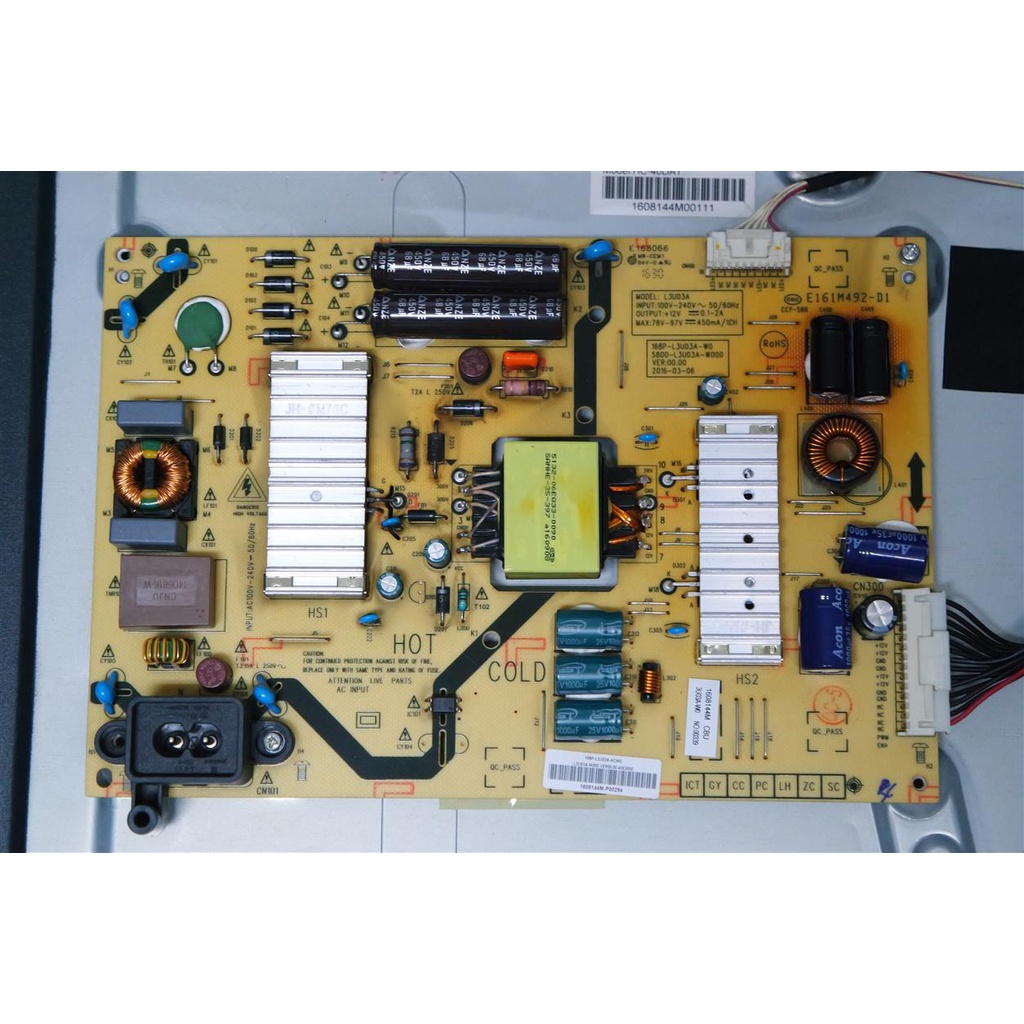 禾聯 HERAN HC-40DA1 40吋LED液晶電視 電源板 L3U03A (壞屏拆機良品)