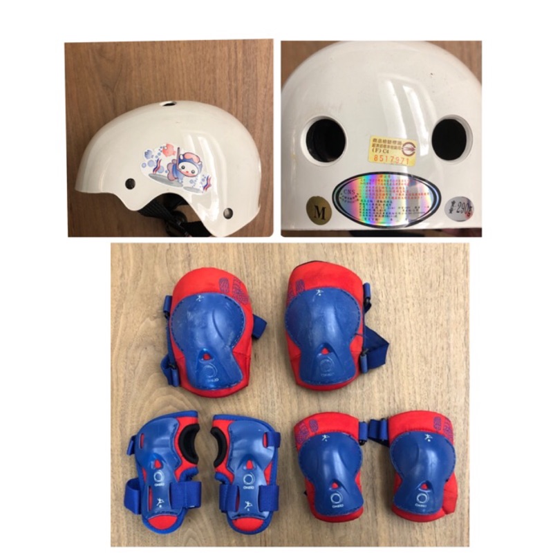 二手f 迪卡儂 兒童輪滑護具6件裝 兒童運動滑板溜冰護具套裝 OXELO Size XS 加 安全帽