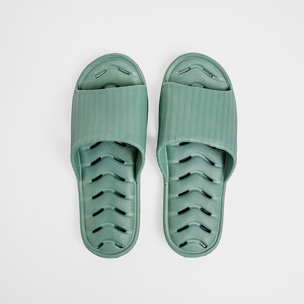 HOLA EVA緩壓排水浴室拖鞋-深綠L (26.5cm)