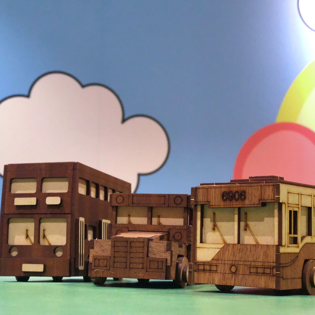 絕版品【售完不補】手作 DIY【公車 巴士】組裝 模型 木製玩具 動手做 交通工具 玩具車