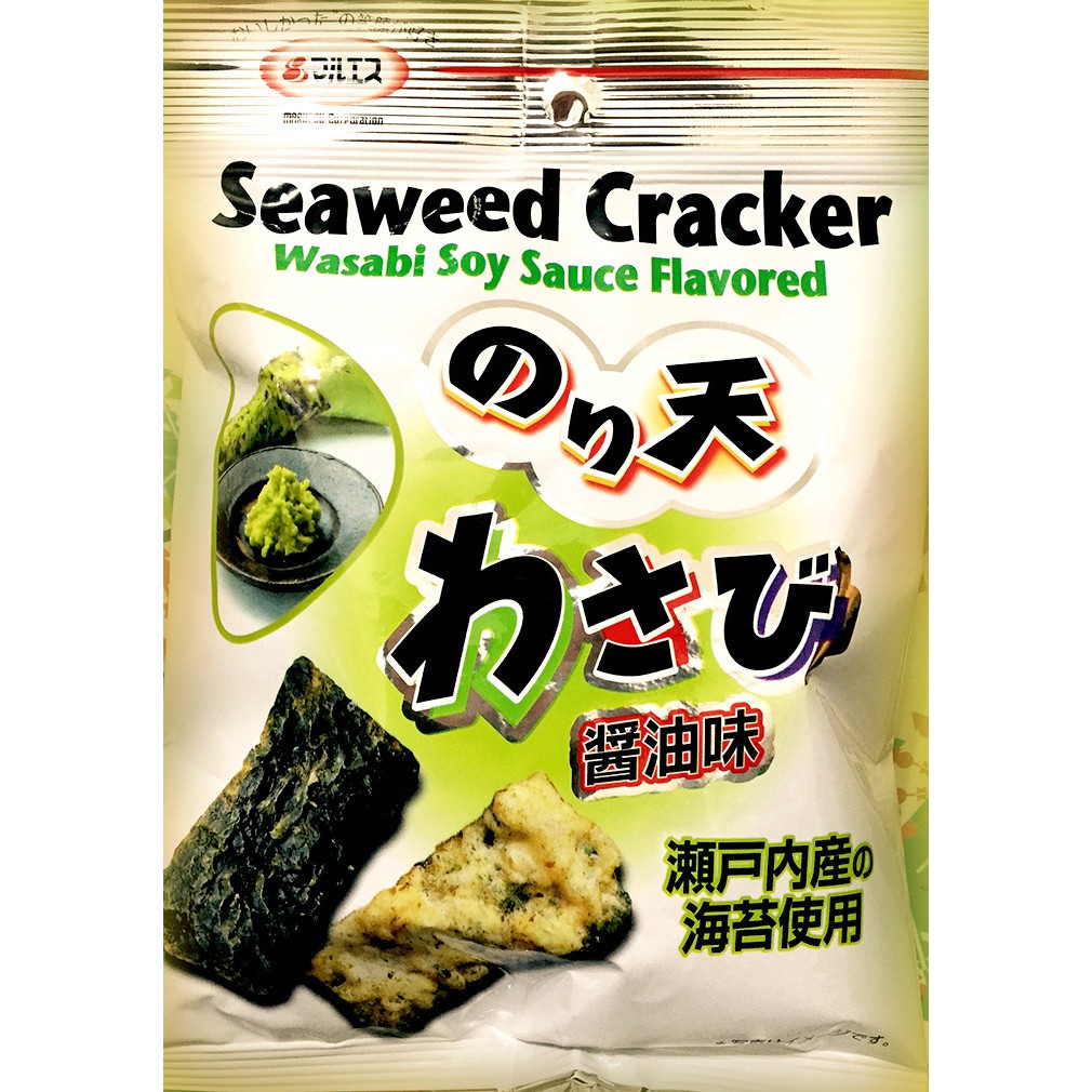 Maruesu 芥末醬油海苔天婦羅 24公克獨享包，方便攜帶，適合與親友共享日本風味的小小聚會零食或料理呦