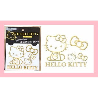 Hello Kitty 汽車 裝飾貼紙 凱蒂貓 機車 摩托車 裝飾貼 行李箱貼紙 蝴蝶結 金色款 Sanrio 車貼
