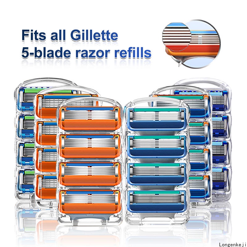 GILLETTE 適合吉列替換頭 Fusion 5 Proglide Proshield 5 層剃須安全剃須刀片剃須