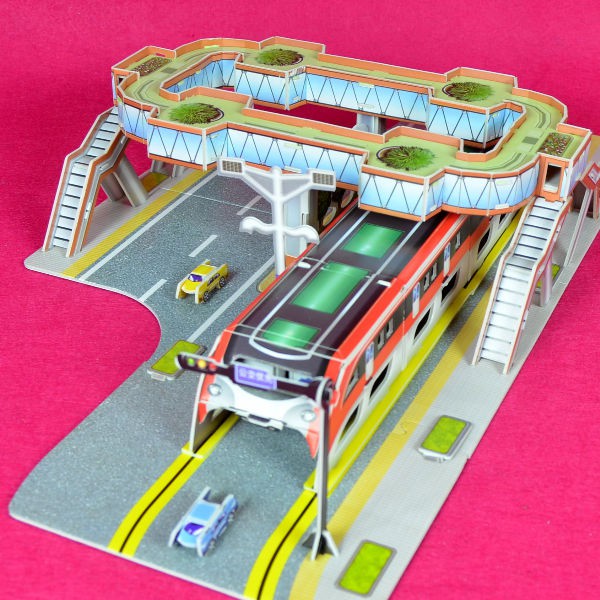 卡樂保 3D立體拼圖立體模型 2802-J 都市高架捷運站 BRT快捷巴士站 佳廷模型 M54242