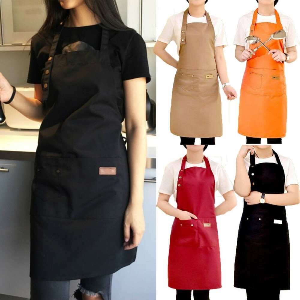帆布廚房圍裙女士男士廚師工作圍裙燒烤餐廳酒吧商店咖啡廳美容美甲工作室制服