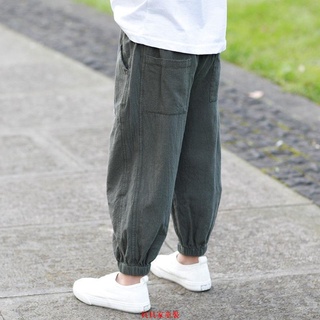 熱銷款長褲 男童褲 夏季薄款兒童寬松棉麻防蚊褲 寶寶寬松長褲 洋氣休閑運動褲