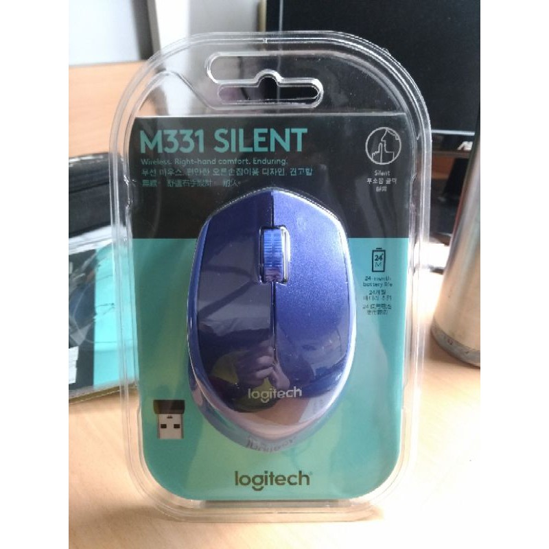 全新 羅技Logitech無線靜音滑鼠 M331(藍)