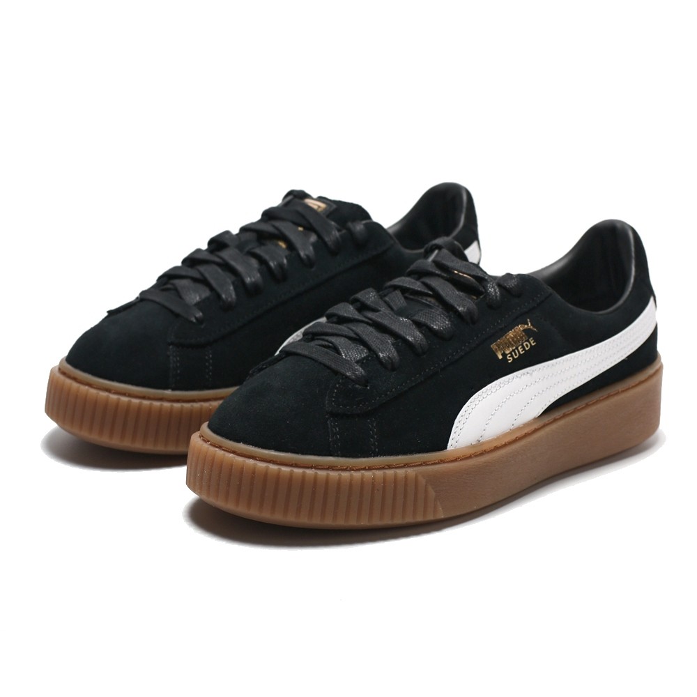 Puma Suede Platform 2 蕾哈娜黑麂皮焦糖厚底鞋休閒鞋女 布魯克林